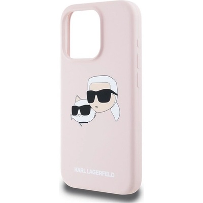 CG Mobile iPhone 15 Pro KARL LAGERFELD ТЕЧЕН СИЛИКОН ДВОЙНИ ГЛАВИ MAGSAFE Силиконов удароустойчив протектор за телефон, MagSafe, цвят ROSS KLHMP15LSKCHPPLP (KLHMP15LSKCHPPLP)