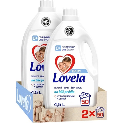 Lovela Baby tekutý prací přípravek na bílé prádlo 2 × 4,5 l 100 PD
