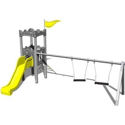 Playground System Hrad se skluzavkou a dvojhoupačkou celokovový