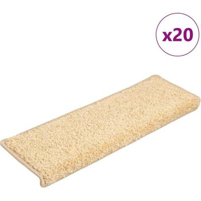 vidaXL Schodové rohože 20 ks 65 x 21 x 4 cm krémové s obdélníkovým okrajem