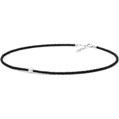 Gaura Pearls Stříbrný s perlou paola černý spinel 222-58 Černá