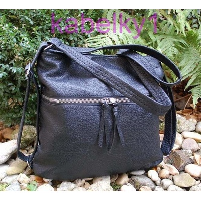 Kabelka crossbody strieborné kovanie ruksak čierna