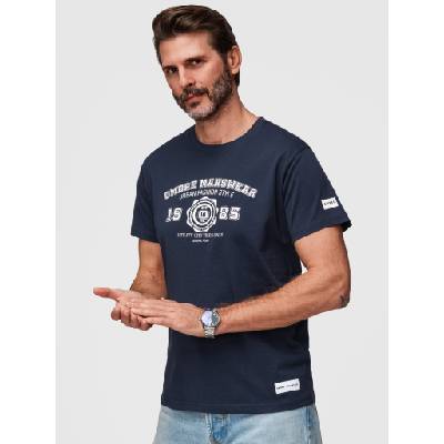 Ombre Clothing Мъжка памучна тениска с принт в университетски стил - тъмно синьо V3 OM-TSPT-0269 Ombre Clothing Ombre Clothing | Sin | МЪЖЕ | S