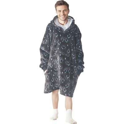 Cozy Noxxiez CH370 PC hráč potlač hrejivá televízna mikinová deka s kapucňou pre teenagerov a dospelých