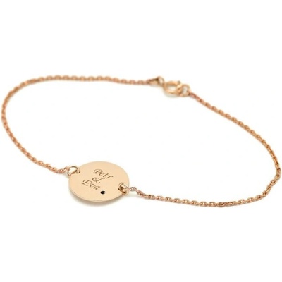 Eppi Zlatý náramok s čiernym diamantom a gravírom vašej voľby Okira BR36273