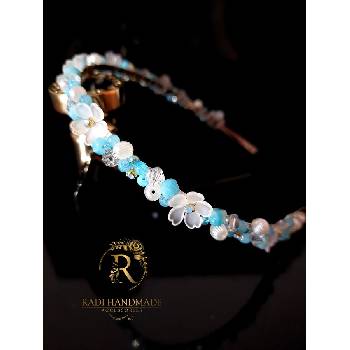 Radi handmade Диадема с перлени цветя, кристали и жадеит (817)