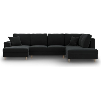 Cosmopolitan Design Черен кадифен разтегателен ъглов диван с място за съхранение (десен ъгъл/U форма) Kyoto - Cosmopolitan Design (COS_URF_2_F2_KYOTO10)
