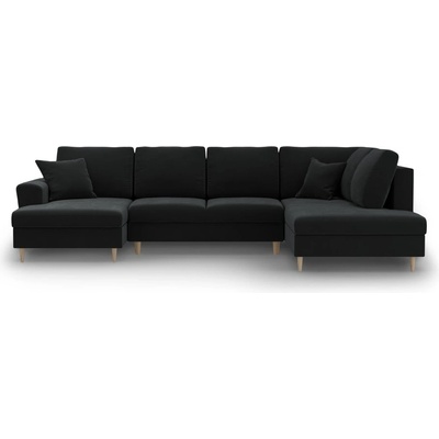 Cosmopolitan Design Черен кадифен разтегателен ъглов диван с място за съхранение (десен ъгъл/U форма) Kyoto - Cosmopolitan Design (COS_URF_2_F2_KYOTO10)