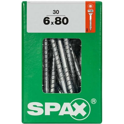 Spax Uni vrut zápust.hlava T-Star+ T30 4CUT část.závit Wirox 6 x 80 mm 30 ks