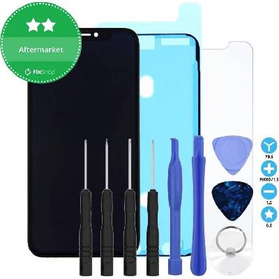 Displej pro iPhone X, Dotykové sklo s rámem, Lepka (Adhesive), Tvrzené sklo, Nářadí