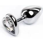 Fantasy by Cottelli Silver small heart-shaped butt plug with white crystal