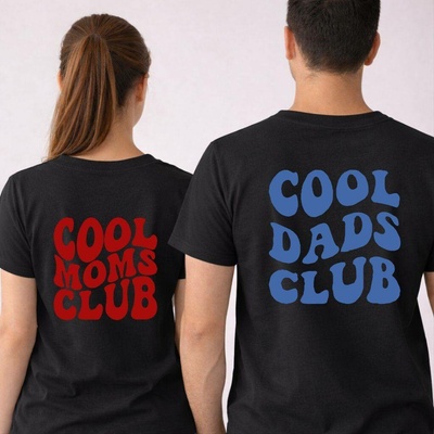 Trička s potiskem COOL CLUB, pro pár Barva: Černá, Velikosti: On M Ona XXL, Varianta potisku: Na zádech