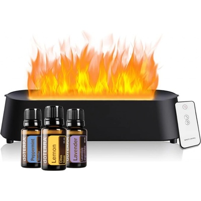 Zdravko Relax USB difúzer Fire čierny 200 ml + DoTERRA Trio esenciálnych olejov 3 x 5 ml
