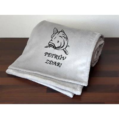 Povlečení Plus Deka pro rybáře Kapr + Petrův zdar šedá 150x200