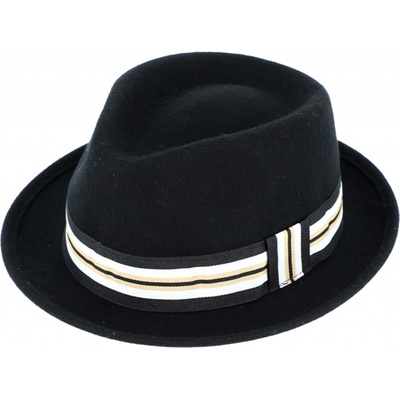 Trilby klobouk vlněný Fiebig s rypsovou stuhou černý