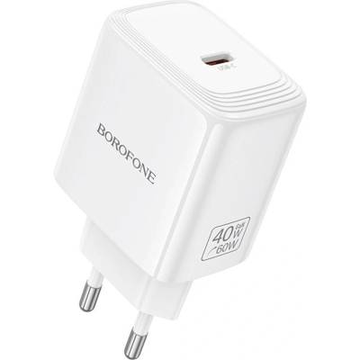 BOROFONE Зарядно устройство Borofone Fuente (BN33) - USB-C порт, PD 40W, EU щепсел, GaN технология - Бял