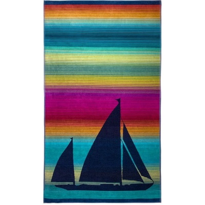 SCANquilt Osuška plážová plachetnica pestrá 100x180 cm