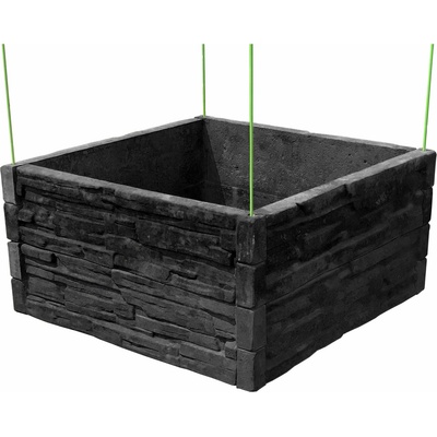 Barigadi Vyvýšený záhon betónový 100 x 100 cm výška 50 cm vzor štiepaný kameň antracit