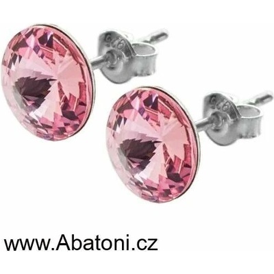 Swarovski Elements Rivoli vlepený krystal Ocelové náušnice pecky puzety růžové kulaté 31113.3 Light Rose růžová světlá