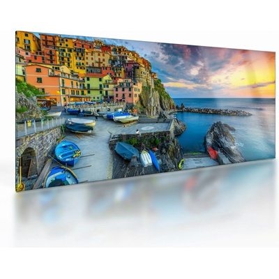 Sklenený obraz - Stredomorská dedina, jednodielne 100x50 cm na skle