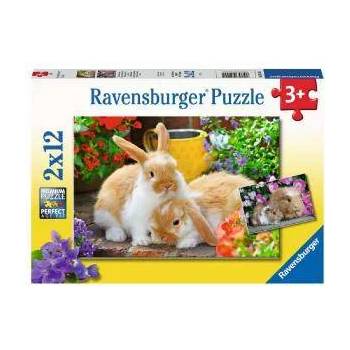 Ravensburger Пъзел Ravensburger 2х12 части - Морски свинчета и зайчетам, 7005144