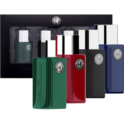 Alfa Romeo Green dárková sada: EDT Green 15 ml + EDT Black 15 ml + EDT Blue 15 ml + EDT Red 15 ml pro muže
