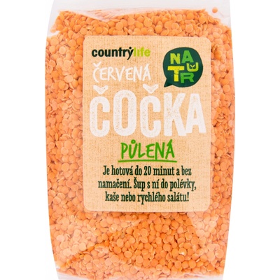 Country Life Čočka červená půlená Bio 0,5 kg