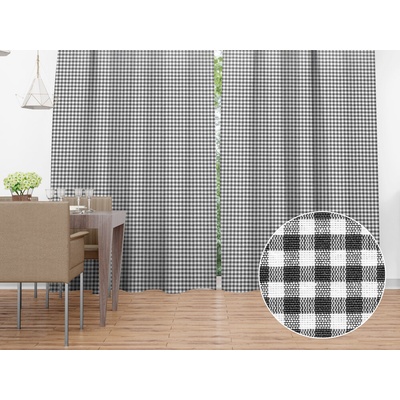 Biante Dekoračný záves Rebeka RE-012 Sivo-biela kocka malá 130x150 cm