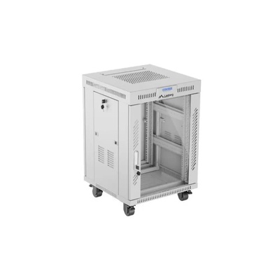 Lanberg стелажен шкаф 19" свободностоящ 15U/600x600 (плосък пакет) със стъклена врата LCD сив v2 (ff01-6615-12sl)