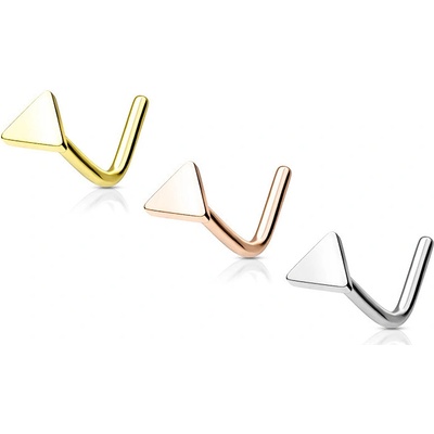 Šperky4U zahnutý piercing do nosu triangl N0160-GD