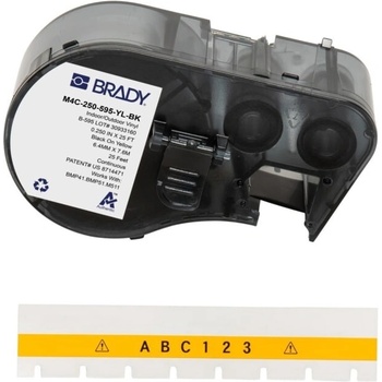 Brady M4C-250-595-YL-BK / 170950, 6.35 mm x 7.62 m, Винил, черен печат / жълт фон (170950)