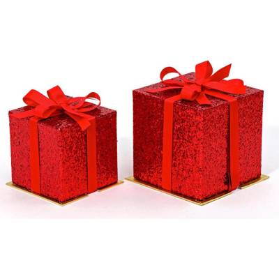 ZET servis Dárková krabička Glitter Cube, 11,5 x 11,5 x 10,5 cm, červenozlatá