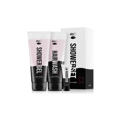 BusyB Becky Blossom šampón na vlasy 230 ml + sprchový gél 230 ml + krém na ruky 8 ml sada