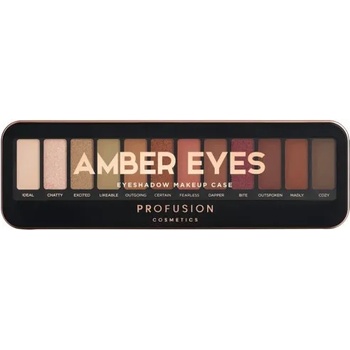 Profusion Cosmetics Amber Eyes Eyeshadow Makeup Case - Палитра с 12 цвята сенки за очи и четка