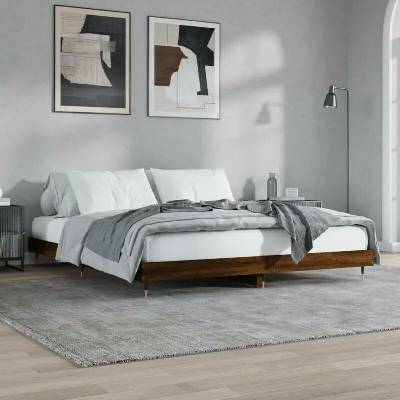 Nábytek XL 832116 Rám postele bez matrace Hnědý dub Dřevěné konstrukce