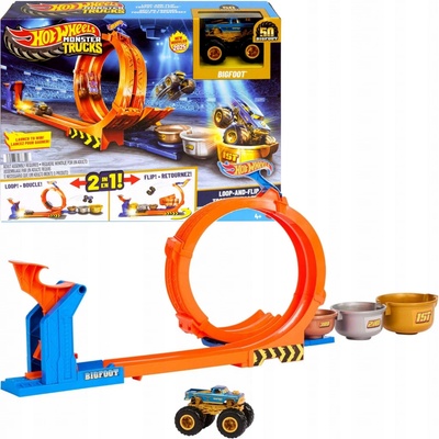 Hot Wheels monster trucks dráha se smyčkou a bigfootem JBX64 – Sleviste.cz