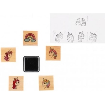 Teddies Дървени печати 5+1 с възглавничка еднорози