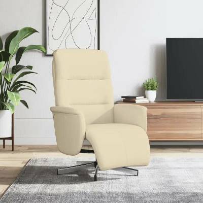 vidaXL 356567 Polohovací s podnožkou krémové textil