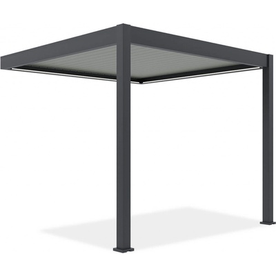 Gutroof Automatická nástěnná pergola s LED osvětlením 3x3 ELEGANCE WALL AUTOMATIC, antracit/světle šedá