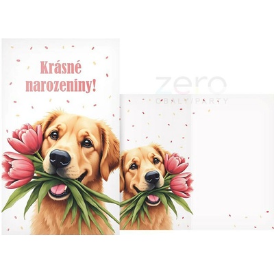 Přání bez textu narozeninové + obálka - pes