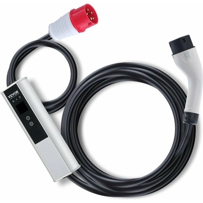 Vevor přenosná nabíječka typ 2 11 kW EV 16A CEE 16 7,5 m 230V/400V obrazovka 3 fáze