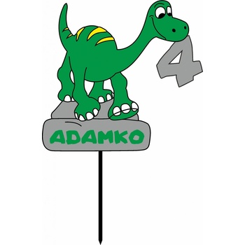 Zápich - Dinosaurus s menom a vekom (typ 01) - s paličkou - 12cm