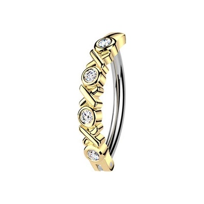 Šperky4U Zlacený piercing do pupíku se štítem WP0105-GD