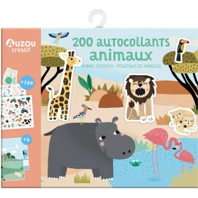Auzou znovupoužiteľné samolepky s predlohami zvieratká 200 ks