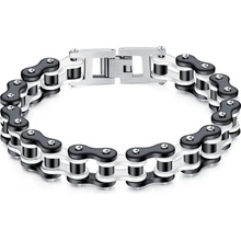 Impress Jewelry náramek z chirurgické oceli Moto Chain BlackWhite 210114161027BW