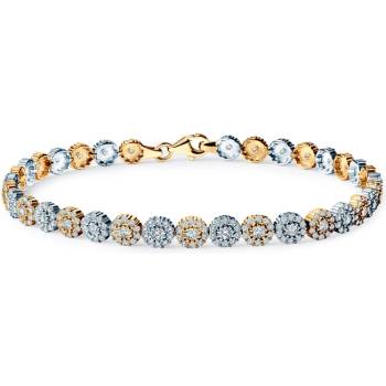 SAVICKI Тенис гривна от бяло и жълто злато 585, кубични цирконии 5.0 мм. 19 см