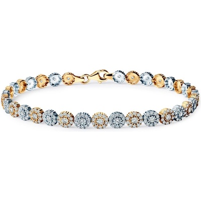 SAVICKI Тенис гривна от бяло и жълто злато 585, кубични цирконии 5.0 мм. 19 см