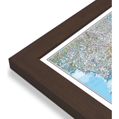 National Geographic Jihovýchodní Asie - nástěnná mapa 97 x 82 cm Varianta: mapa v dřevěném rámu, Provedení: Pegi skořice