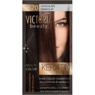 Victoria Beauty Оцветяващ шампоан с кератин - Шоколадов (v20), 4-8 измивания