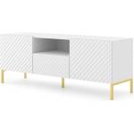 BIM Furniture ТВ шкаф Surf 2D1S, 150 см, бял мат, златни крака (SURFTVST150SWGLEGS)